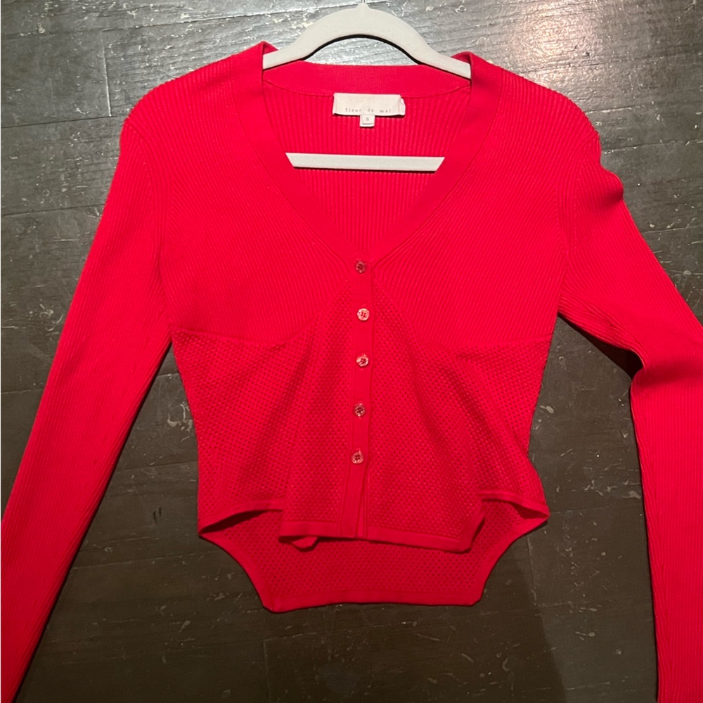 Fleur du Mal Scarlet Ribbed Cardigan